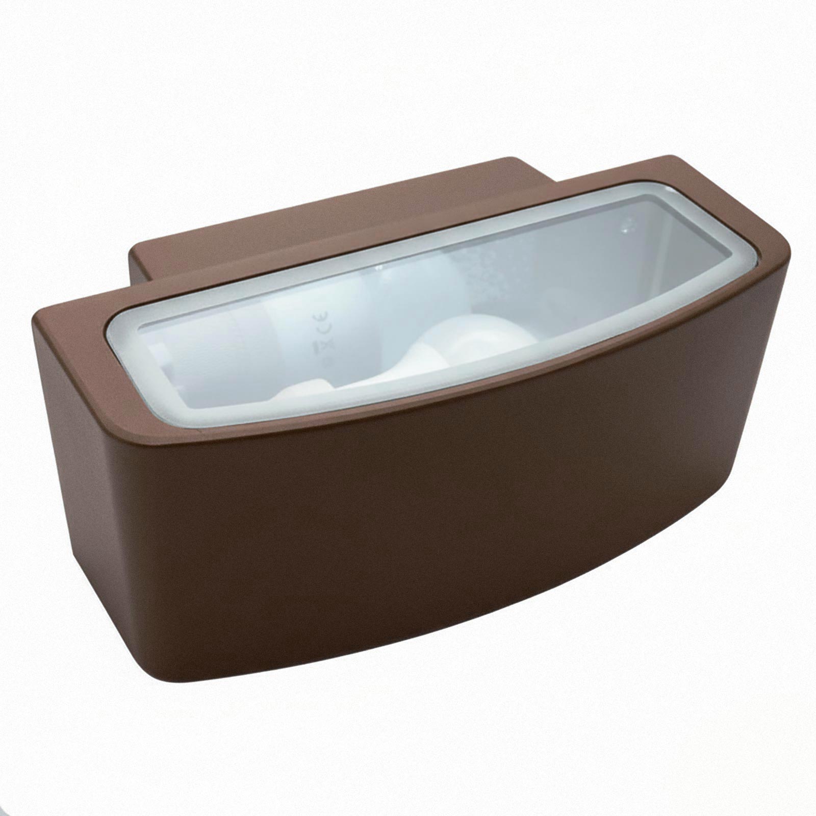 Applique lampada da muro parete in alluminio e vetro per esterno,doppia emissione luce, casa locali terrazza IP65 attacco E27 COLORE MARRONE