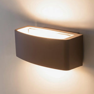 Applique lampada da muro parete in alluminio e vetro per esterno,doppia emissione luce, casa locali terrazza IP65 attacco E27 COLORE MARRONE