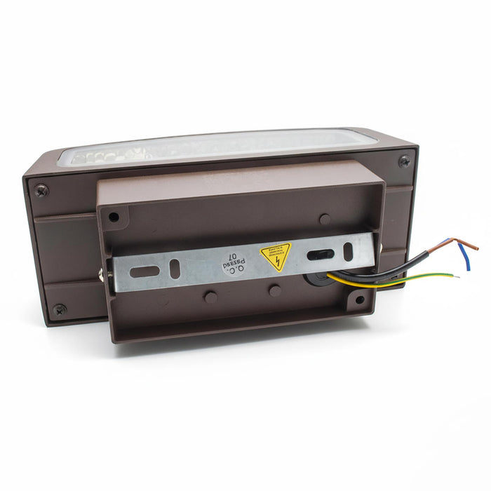 Applique lampada da muro parete in alluminio e vetro per esterno,doppia emissione luce, casa locali terrazza IP65 attacco E27 COLORE MARRONE