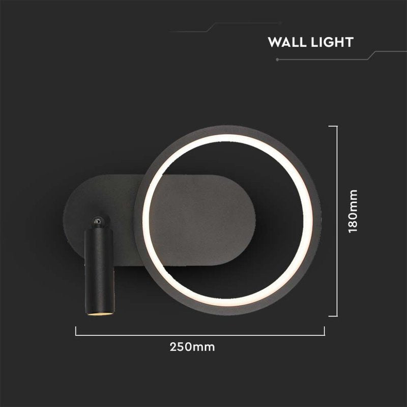 Applique Lampada LED da Muro 14W 250*100*180mm in Metallo Colore Nero 4000K SKU-14980
