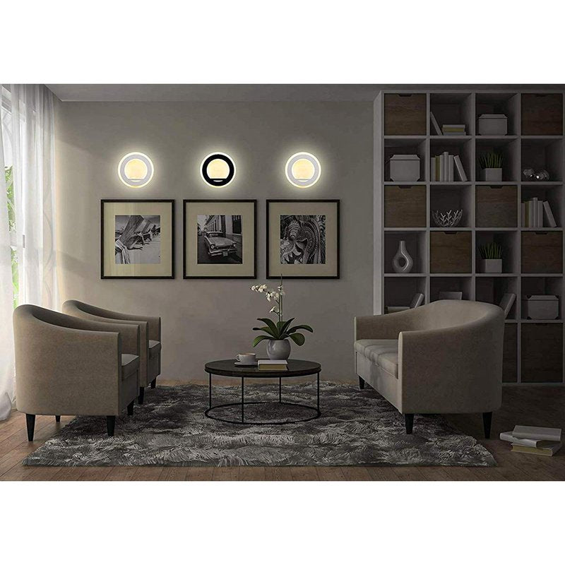 Applique Lampada LED da Muro Circolare 9W 4000K Carcassa Nera IP20 Effetto Sole SKU-8228