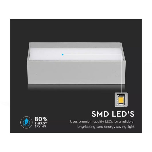 Applique Lampada LED da Muro Rettangolare 12W Doppio Fascio Luminoso Colore Grigio 3000K IP65 SKU-218242
