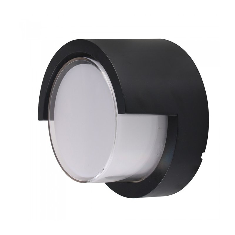 Applique Lampada Led Da Muro Parete Rotondo Neutro 4000K 12W Con Diffusore Semicoperto Colore Nero SKU-8538