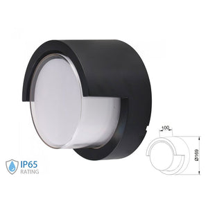 Applique Lampada Led Da Muro Parete Rotondo Neutro 4000K 12W Con Diffusore Semicoperto Colore Nero SKU-8538