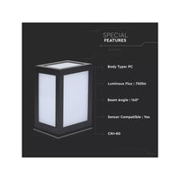 Applique Lampada Led Da Muro Parete a Lanterna 12W 3000K Carcassa Nera IP65 360 Gradi SKU-8340