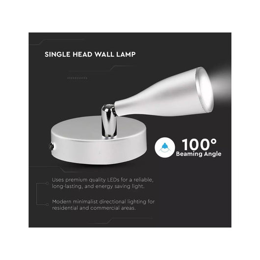 Applique Lampada Led Da Parete Colore Bianco 3000K Con Testa Orientabile IP20 4,5W SKU-218262