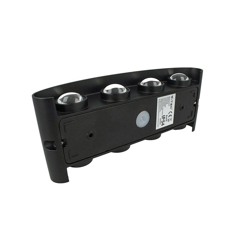 Applique Led Da Parete 8W Caldo 3000K Carcassa Nera Doppio Illuminazione Up-Down IP54 SKU-218619