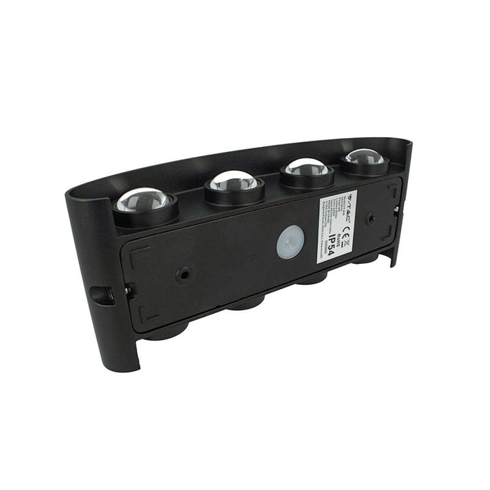 Applique Led Da Parete 8W Caldo 3000K Carcassa Nera Doppio Illuminazione Up-Down IP54 SKU-218619