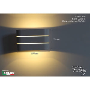 Applique Led Da Parete Modello Victory Italian Design Moderna 6W Bianco Caldo