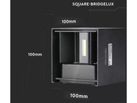 Applique Led Quadrata Da Parete 12W 3000K Carcassa Nera IP54 Doppio Illuminazione Angolo Regolabile SKU-218529