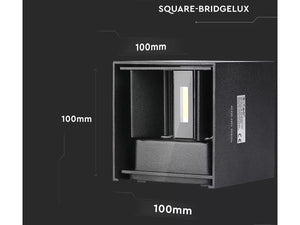 Applique Led Quadrata Da Parete 12W 3000K Carcassa Nera IP54 Doppio Illuminazione Angolo Regolabile SKU-218529