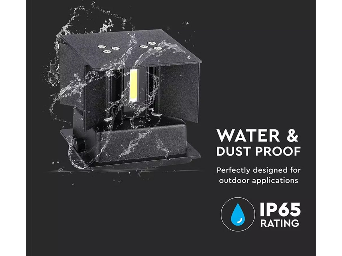 Applique Led Quadrata Da Parete 12W 3000K Carcassa Nera IP54 Doppio Illuminazione Angolo Regolabile SKU-218529