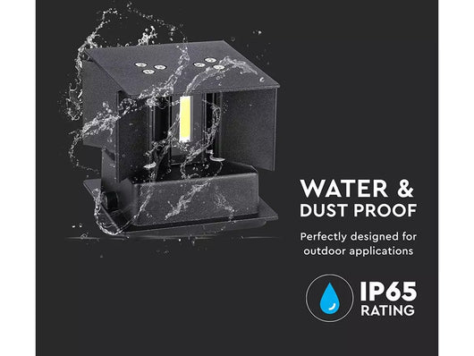 Applique Led Quadrata Da Parete 12W 3000K Carcassa Nera IP54 Doppio Illuminazione Angolo Regolabile SKU-218529