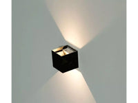 Applique Led Quadrata Da Parete 12W 3000K Carcassa Nera IP54 Doppio Illuminazione Angolo Regolabile SKU-218529