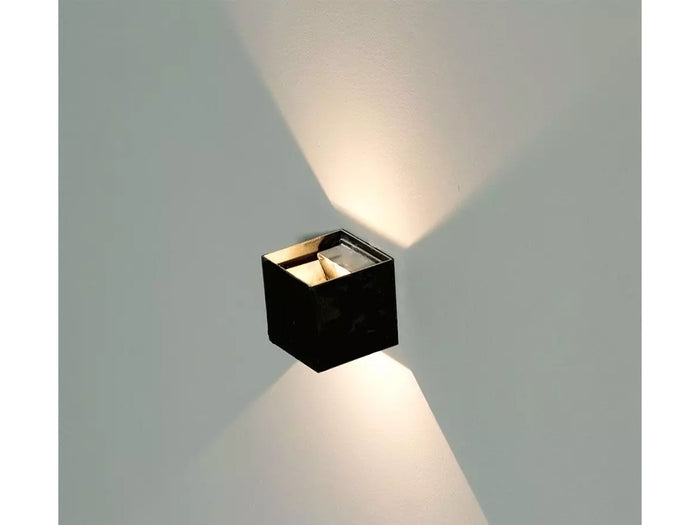 Applique Led Quadrata Da Parete 12W 3000K Carcassa Nera IP54 Doppio Illuminazione Angolo Regolabile SKU-218529