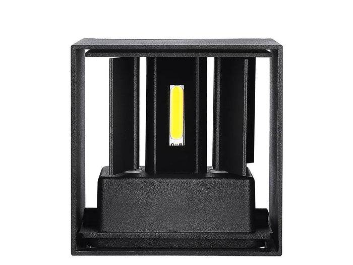 Applique Led Quadrata Da Parete 12W 3000K Carcassa Nera IP54 Doppio Illuminazione Angolo Regolabile SKU-218529