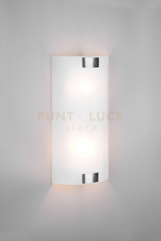 PURA APPLIQUE VETRO RETTANGOLARE GANCI METALLO ACCIAIO L.20 X H.40CM 2 LUCI ATTACCO E27