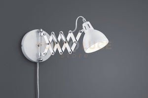 SCISSOR APPLIQUE FORBICE METALLO CROMATO DIFFUSORE METALLO BIANCO OPACO L. MAX 53CM 1 LUCE ATTACCO E14