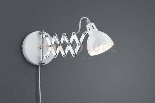 SCISSOR APPLIQUE FORBICE METALLO CROMATO DIFFUSORE METALLO BIANCO OPACO L. MAX 53CM 1 LUCE ATTACCO E14