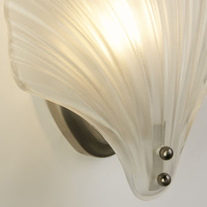 Applique Shell 1Lt, metallo argento satinato e vetro smerigliato IP44