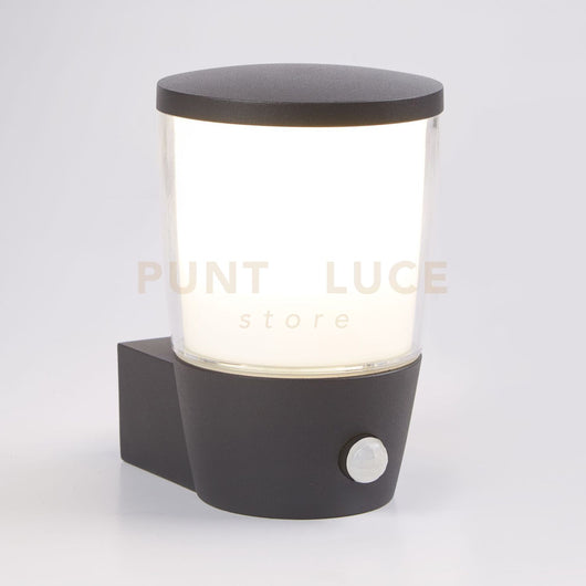 Applique Tucson - Metallo grigio, policarbonato bianco e trasparente