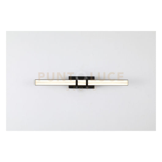 Applique a LED Parma, metallo nero opaco e vetro trasparente