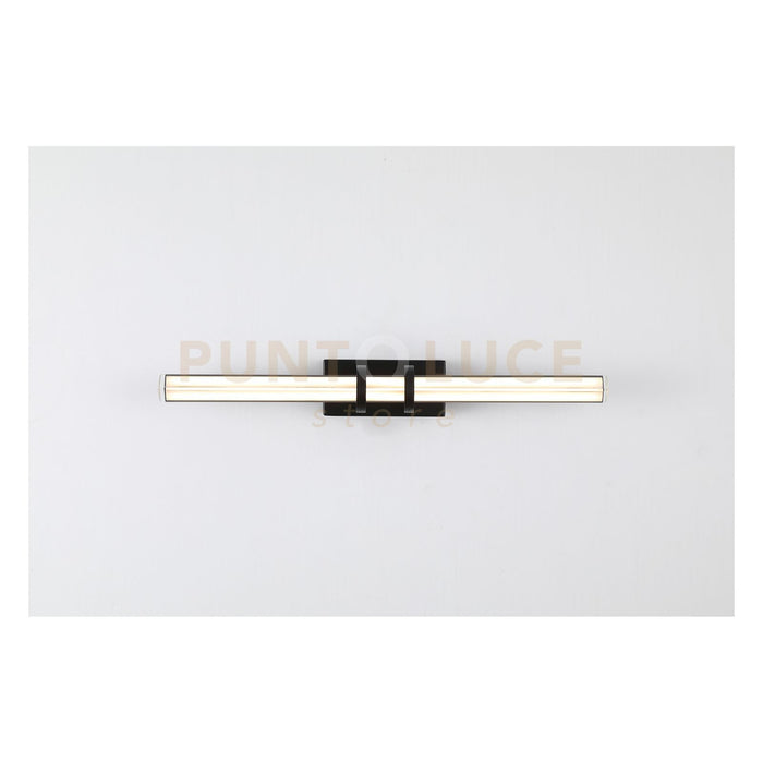 Applique a LED Parma, metallo nero opaco e vetro trasparente