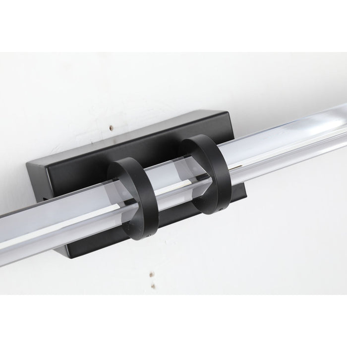 Applique a LED Parma, metallo nero opaco e vetro trasparente