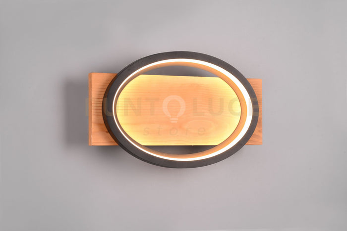 Applique a parete Barca LED  metallo nero e legno naturale 241110132