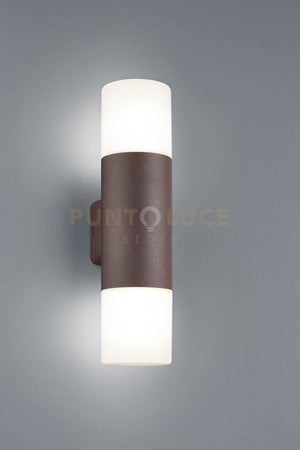 HOOSIC APPLIQUE DA ESTERNO DOPPIO DIFFUSORE FUSIONE DI ALLUMINIO COLORE RUGGINE H. 33CM 2 LUCI ATTACCO E27
