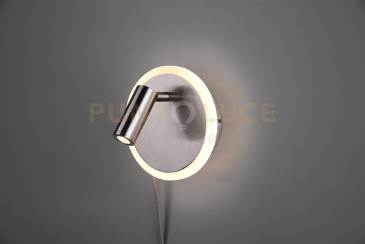 JORDAN APPLIQUE LED ACCIAIO DOPPIA ILLUMINAZIONE CON ACCENSIONE SEPARATA D. 1CM