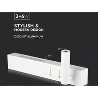 Applique da Comodino Per Lettura Con Doppia Illuminazione 3+6W Colore Bianco 3000K Hotel Casa SKU-211488