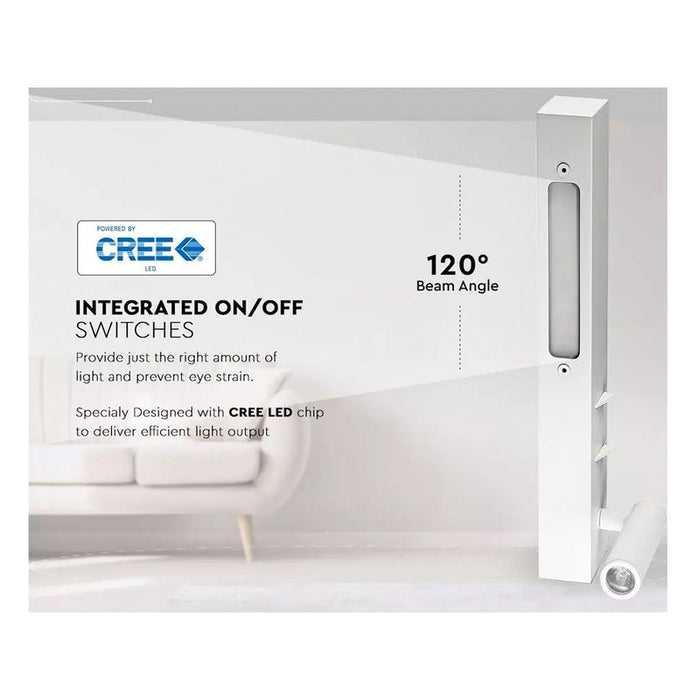 Applique da Comodino Per Lettura Con Doppia Illuminazione 3+6W Colore Bianco 3000K Hotel Casa SKU-211488