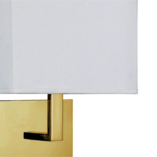 Applique da parete per hotel - Metallo ottone satinato e paralume in tessuto bianco
