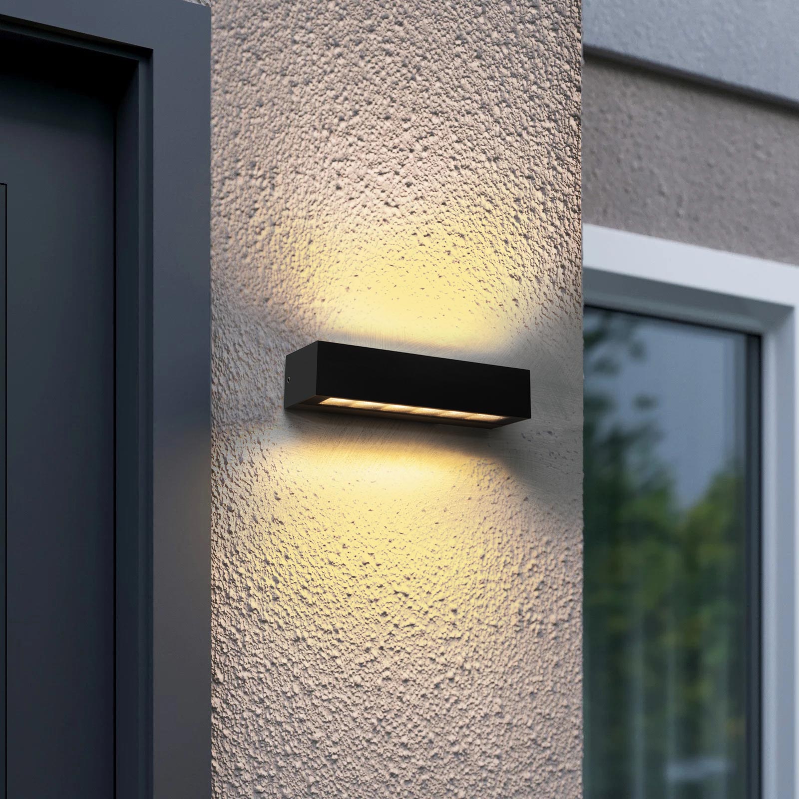 Applique parete per esterno impermeabile IP65 doppio fascio LED 14W interruttore CCT da 3000K a 6500K luce balcone ingresso GRIGIO SCURO