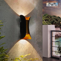 BOSTON Applique murale doppio fascio IP65 10w tecnologia LED CCT 3 tonalita di luce lampada parete UP DOWN balcone facciate 230V NERO ORO