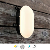 Plafoniera ovale IP54 tartaruga LED interruttore CCT doppia potenza luce parete soffitto cantina garage parcheggio balcone 230V colore NERO
