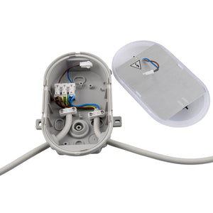 Plafoniera ovale IP54 tartaruga LED interruttore CCT doppia potenza luce parete soffitto cantina garage parcheggio balcone 230V colore GRIGIO