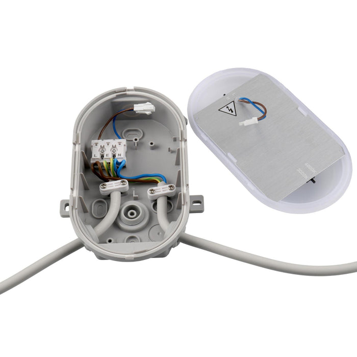 Plafoniera ovale IP54 tartaruga LED interruttore CCT doppia potenza luce parete soffitto cantina garage parcheggio balcone 230V colore GRIGIO