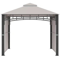 Gazebo da Giardino 3x3 m con Tenda Parasole Laterale, Altezza 288 cm, Cachi