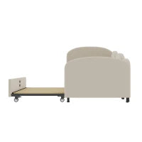 Divano Letto con cassetti, per camera da letto e soggiorno, 90x200 cm,senza materasso, Beige