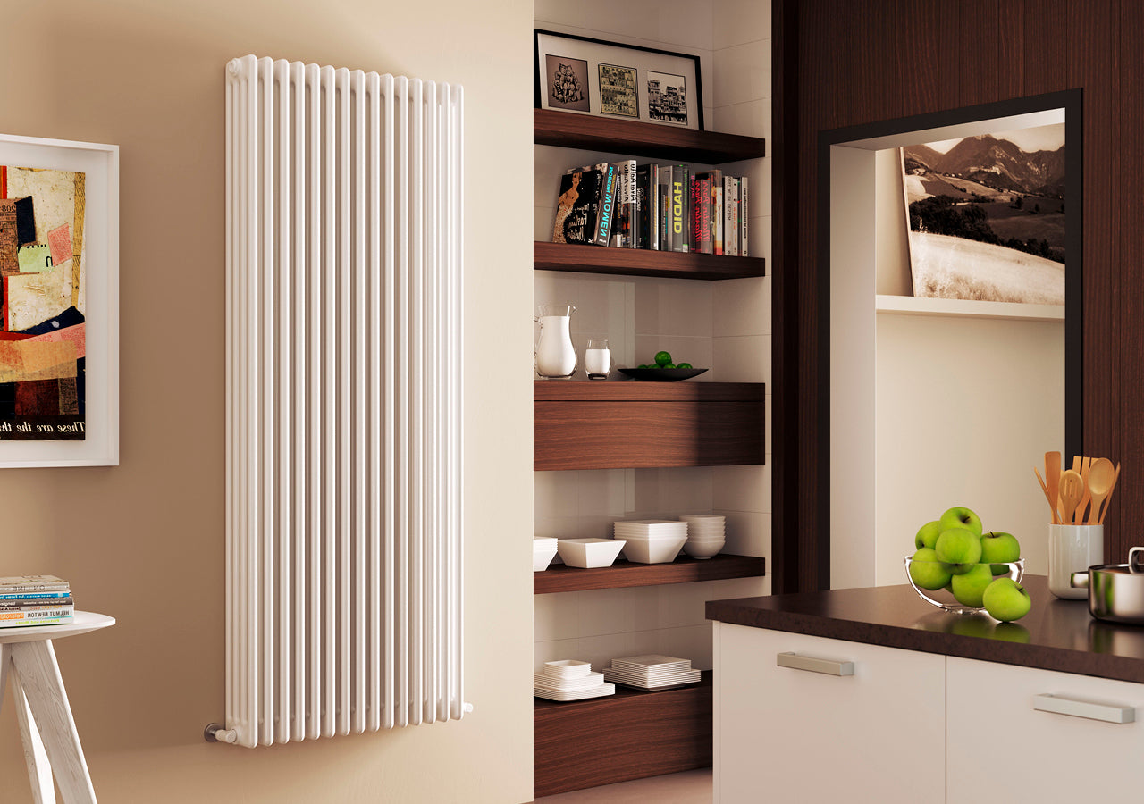 Batteria Completa Radiatore in Acciaio Cordivari ARDESIA 4 Colonne da 3 a 20 Elementi Interasse 1744 mm Altezza 1800 mm con Tappi e Riduzioni Inclusi