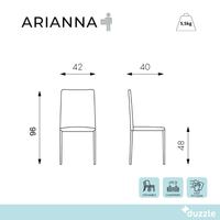 Arianna, Set di 4 sedie in similpelle Tortora (40cm X 42cm H. 96cm) | Duzzle