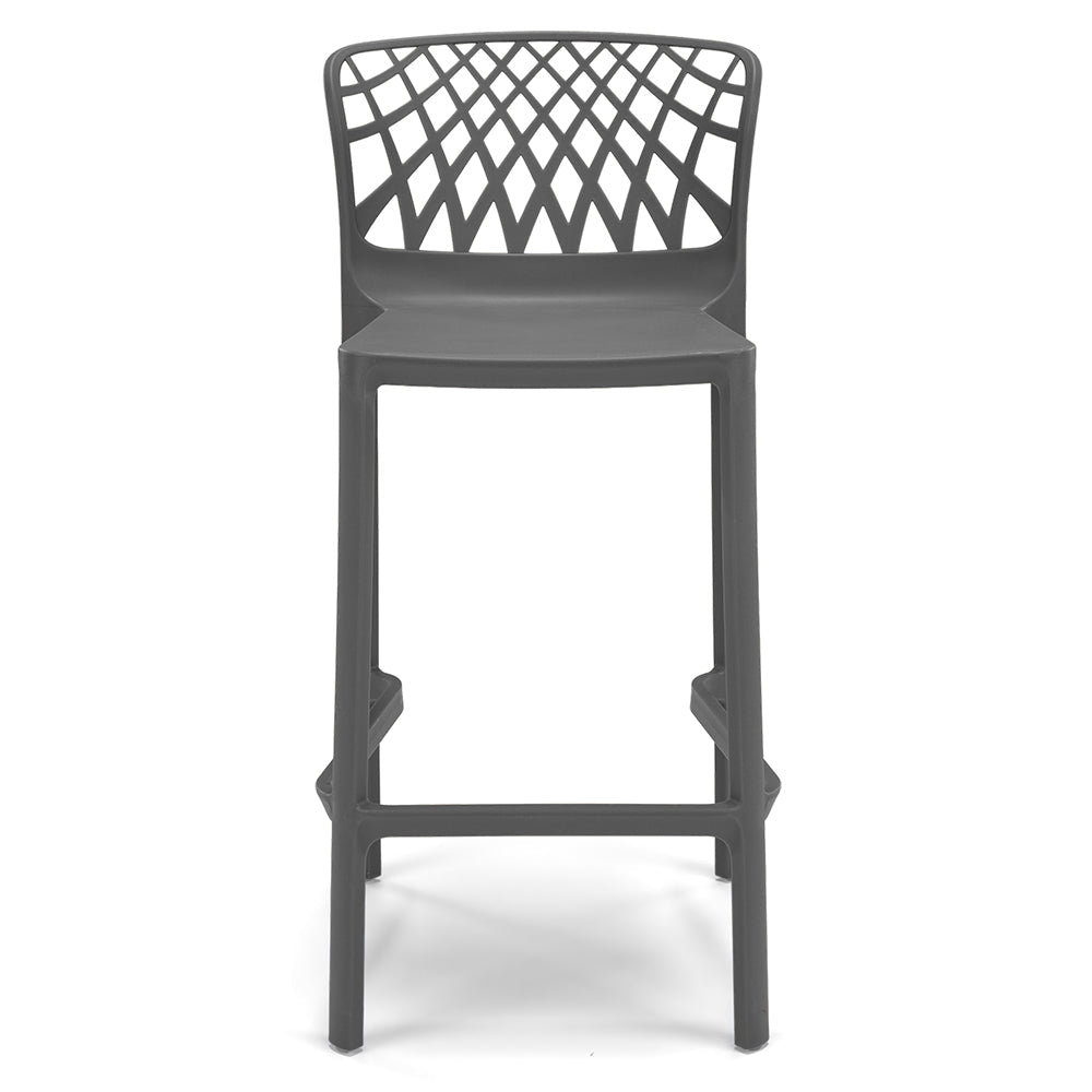 Set 4 Sgabelli Grigio Metal in polipropilene ARKO con poggiapiedi H75, MADE IN ITALY, resistente ai raggi UV, design moderno, ideale per sala da pranzo, cucina, bar, ristoranti o giardino