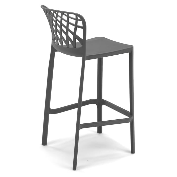 Set 3 Sgabelli Grigio Meta in polipropilene ARKO con poggiapiedi H75, MADE IN ITALY, resistente ai raggi UV, design moderno, ideale per sala da pranzo, cucina, bar, ristoranti o giardino