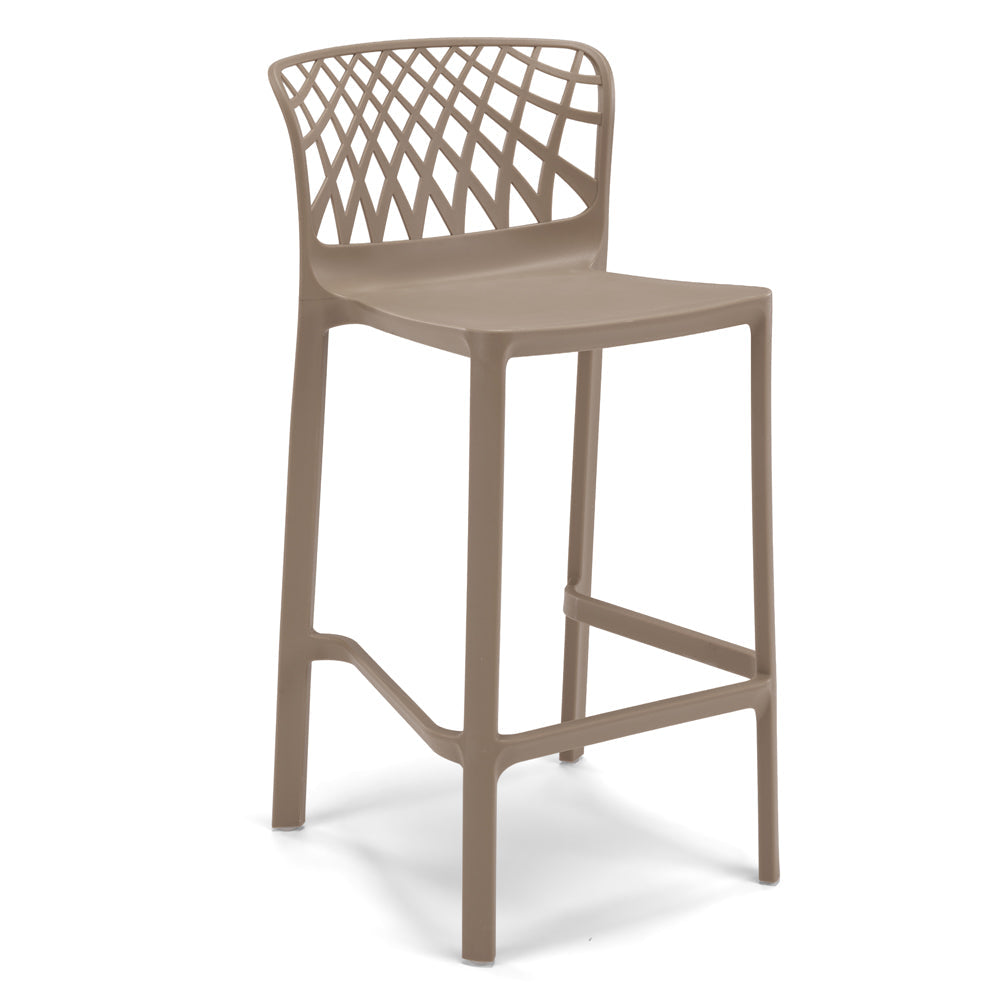 Set 6 Sgabelli Tortora in polipropilene ARKO con poggiapiedi H65, MADE IN ITALY, resistente ai raggi UV, design moderno, ideale per sala da pranzo, cucina, bar, ristoranti o giardino