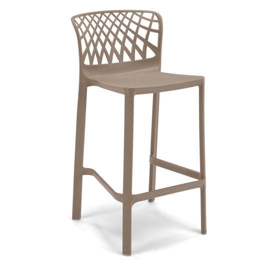 Set 6 Sgabelli Tortora in polipropilene ARKO con poggiapiedi H65, MADE IN ITALY, resistente ai raggi UV, design moderno, ideale per sala da pranzo, cucina, bar, ristoranti o giardino