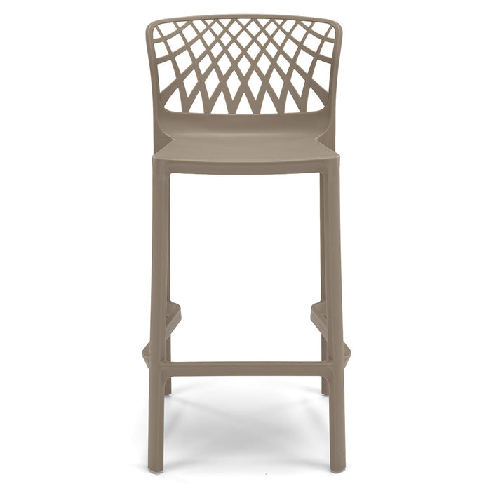 Set 6 Sgabelli Tortora in polipropilene ARKO con poggiapiedi H65, MADE IN ITALY, resistente ai raggi UV, design moderno, ideale per sala da pranzo, cucina, bar, ristoranti o giardino