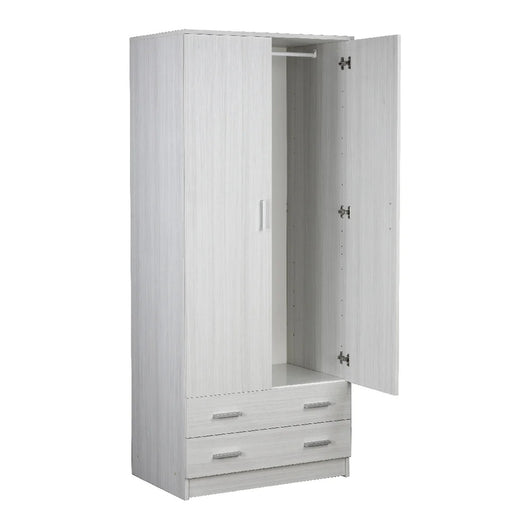 Armadio Due Ante 2 Cassetti 77x52 h182cm Bianco Liscio