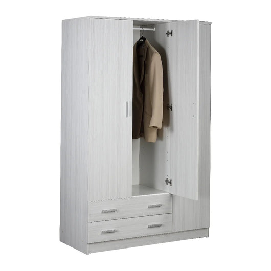 Armadio Tre Ante Due Cassetti 115x52 h182cm Bianco liscio